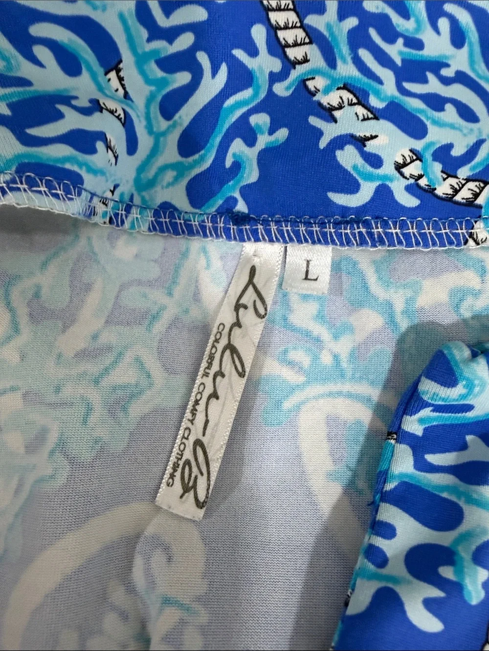 Lulu-B Coral Reef Rope Print Sleeveless Stretch Tank Top Blue Size L - Picture 4 of 9